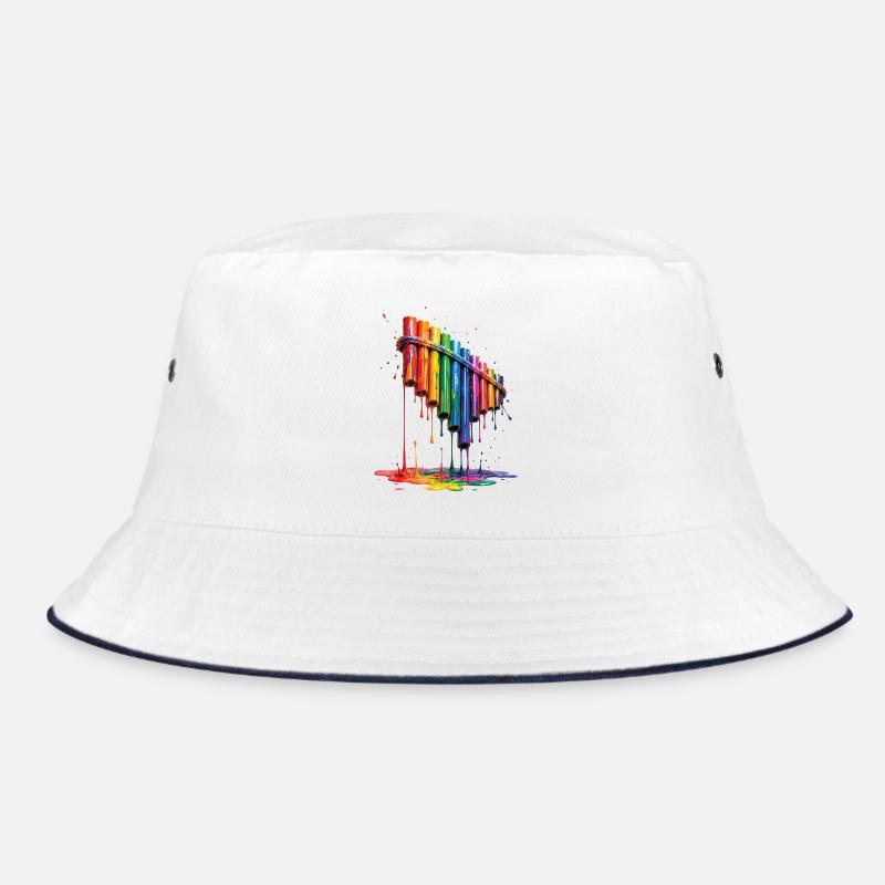 Pan flute with dripping paint Bucket Hat