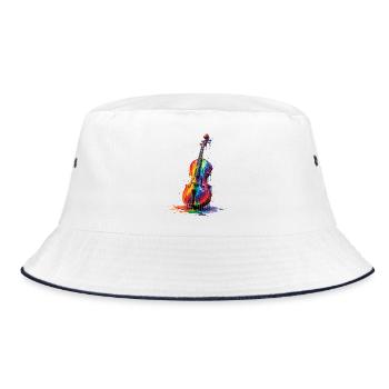Viola with dripping paint - Bucket Hat - white/navy - Front