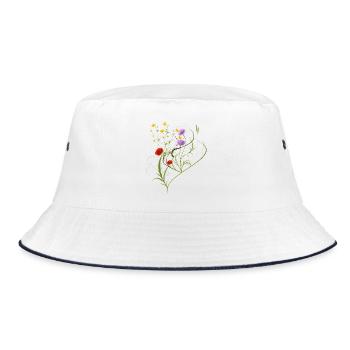 Wildflower Meadow Botanical Design - Bucket Hat - white/navy - Front