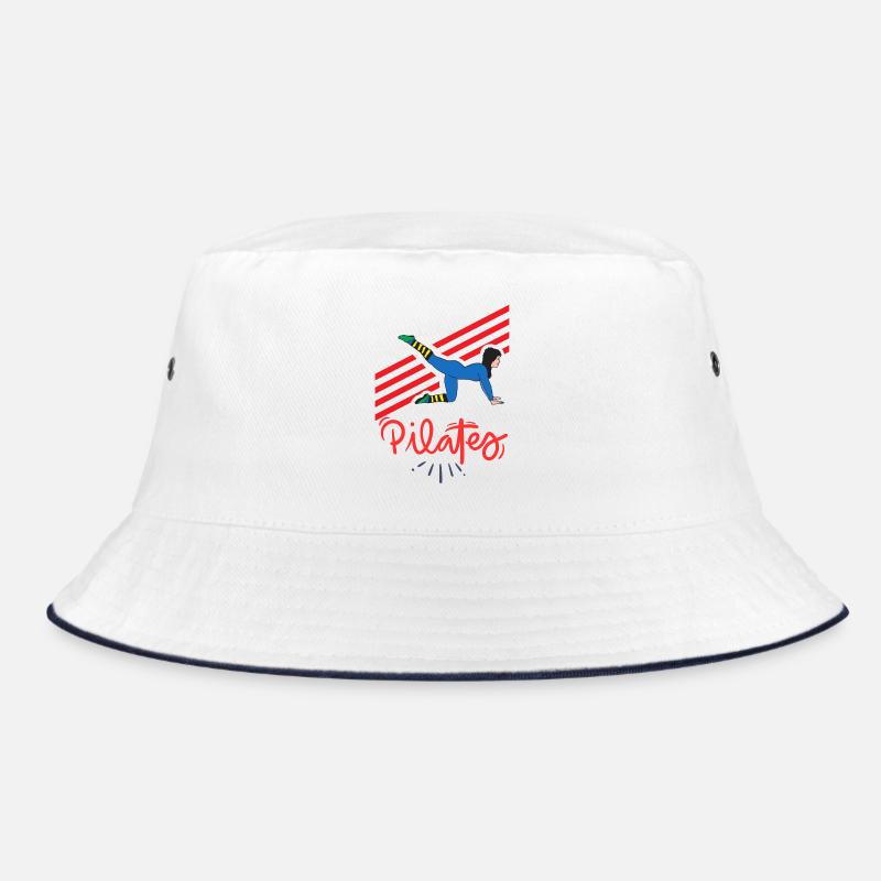 Pilates in motion on red lines Bucket Hat