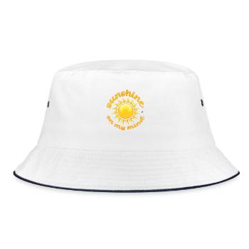 Goldene Sonne Abbildung mit Inschrift - Bucket Hat - Weiß/Navy - Vorne