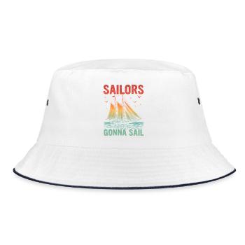 Sailors Gonna Sail Sailor Sail Captain - Bucket Hat - Weiß/Navy - Vorne