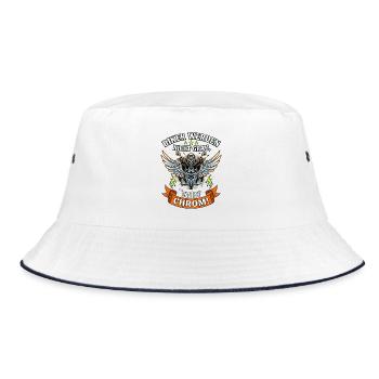 Biker werden nicht grau das ist Chrom Motorrad - Bucket Hat - Weiß/Navy - Vorne