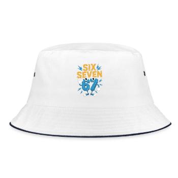 Zahlenheld 67 im Comicstil - Bucket Hat - Weiß/Navy - Vorne