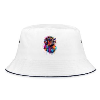 Capybara - Bucket Hat - Weiß/Navy - Vorne