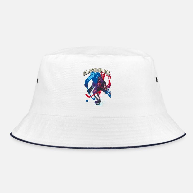 Retro Eishockeyspieler Clash  - Bucket Hat - white/navy