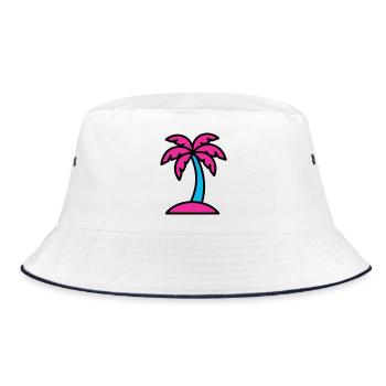 Neon Palme 90er Vaporwave - Bucket Hat - Weiß/Navy - Vorne