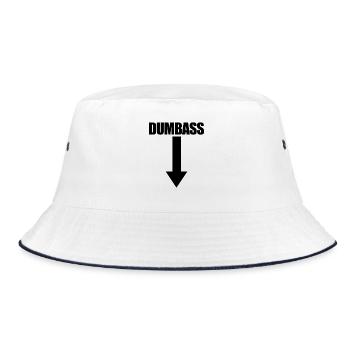 Dummkopf Pfeil nach unten Lustig Ich bin ein Dummk - Bucket Hat - Weiß/Navy - Vorne