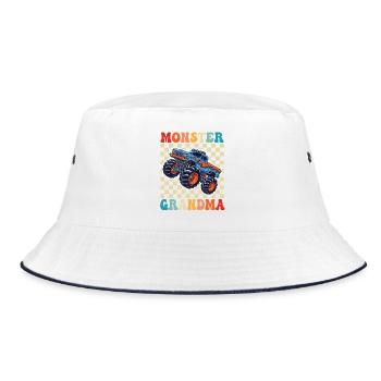 Monster Oma Monstertruck - Bucket Hat - Weiß/Navy - Vorne