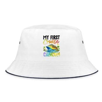 My First Cruise Cancun - Bucket Hat - Weiß/Navy - Vorne