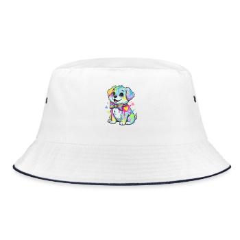 Colorful puppy with rainbow spots - Bucket Hat - white/navy - Front
