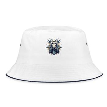Borzoi Portrait with Sun Rays - Bucket Hat - white/navy - Front