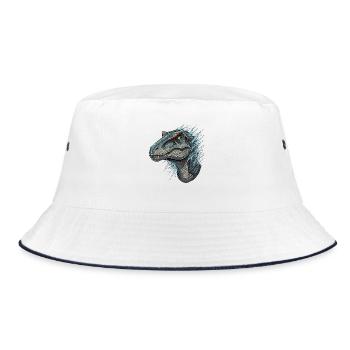 Dino head with blue splashes - Bucket Hat - white/navy - Front