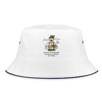 50. Geburtstag Bayern Spruch Prachtexemplar - Bucket Hat - Weiß/Navy - Vorne