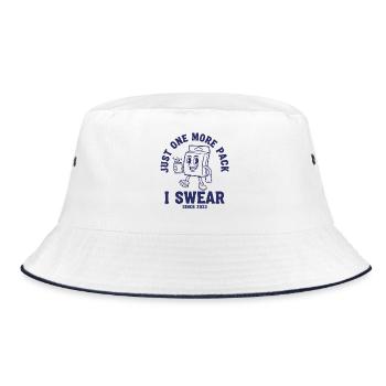 Nur noch ein Pack, ich schwöre, Sammelkarte - Bucket Hat - Weiß/Navy - Vorne
