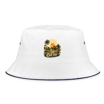 Sunset at Isaan - Thailand - Bucket Hat - white/navy - Front
