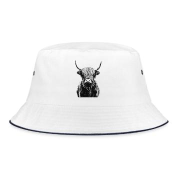 Punk Schottland Hochland Rind - Bucket Hat - Weiß/Navy - Vorne