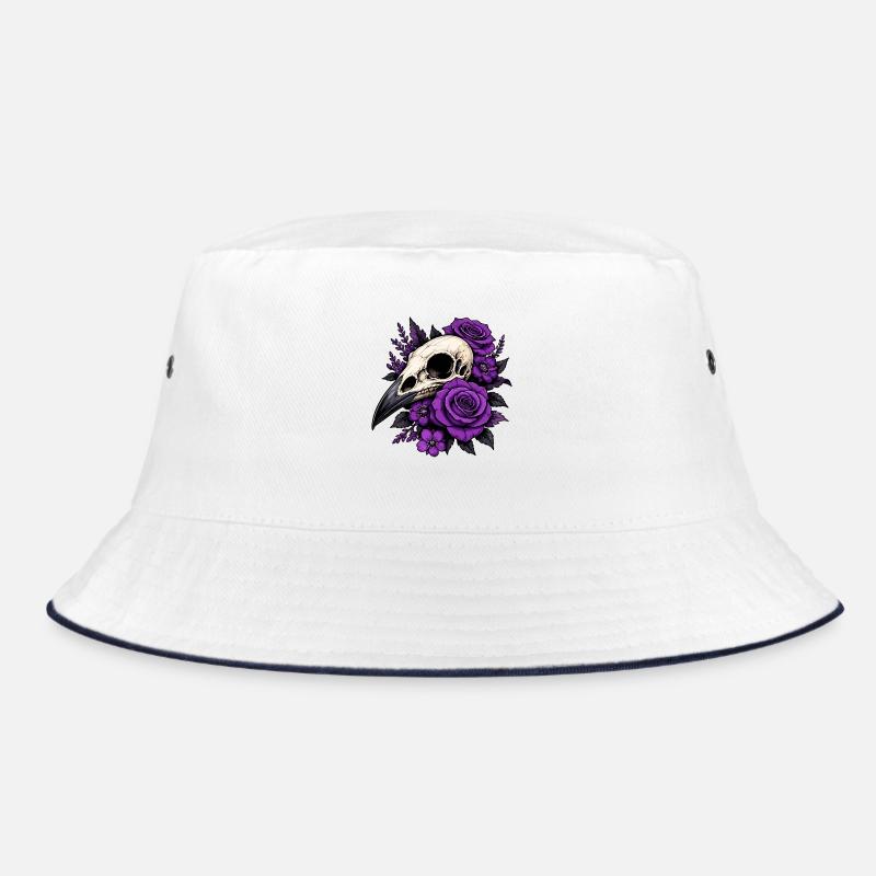 Violet Skull Roses Design Bucket Hat