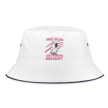 Kakadu Cockatoo exotischer Heimvogel Papagei  - Bucket Hat - Weiß/Navy - Vorne