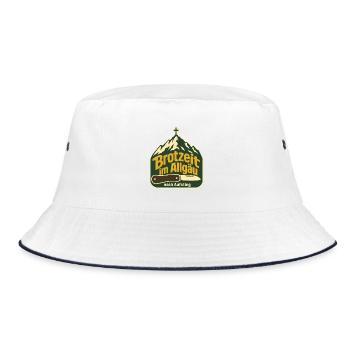 Brotzeit im Allgaeu nach Aufstieg Hiking Saying - Bucket Hat - Weiß/Navy - Vorne