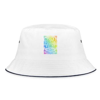 Ibiza Vibes Bunt - Bucket Hat - Weiß/Navy - Vorne