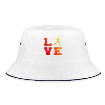 Geschenkidee für eine Running mit Running - Bucket Hat - Weiß/Navy - Vorne