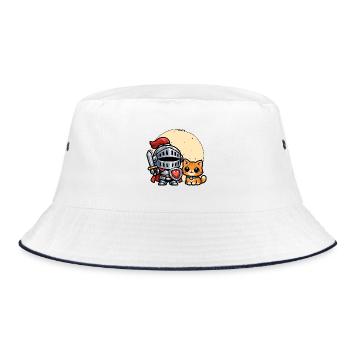 Niedliche Katze und Ritter Ren Faire Mittelalter - Bucket Hat - Weiß/Navy - Vorne