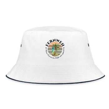 WANDERLUST T-Shirt Palm Surfboard - Suitcase Packed - Bucket Hat - white/navy - Front