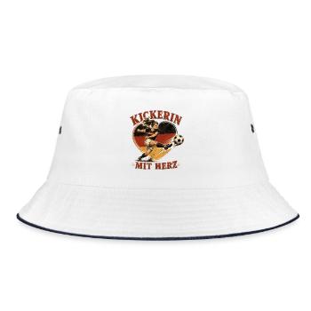Kickerin Mit Herz – Fußballheldin im Herz - Bucket Hat - Weiß/Navy - Vorne