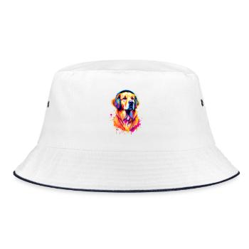 Golden Retriever avec des écouteurs - Bob - blanc/marine - Devant
