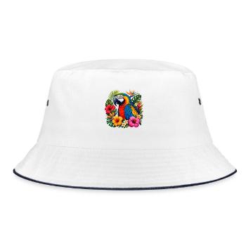 Perroquet tropical dans l’anneau floral - Bob - blanc/marine - Devant