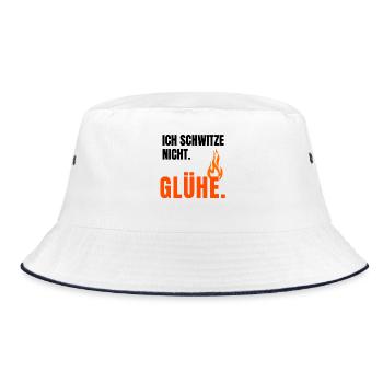 Ich Glühe -zu warm -zu heiß -zu heiss -Hitzewelle - Bucket Hat - Weiß/Navy - Vorne