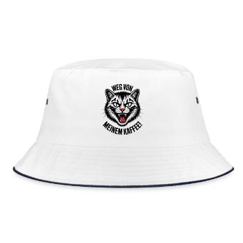 Weg von meinem Kaffee zornige Katze - Bucket Hat - Weiß/Navy - Vorne