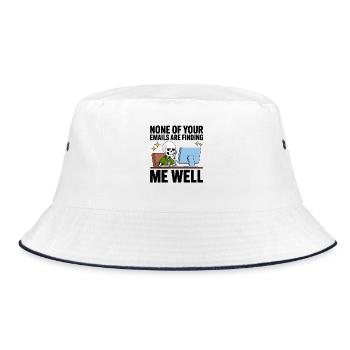 Skelett am PC: E-Mails erreichen finden mich nicht - Bucket Hat - Weiß/Navy - Vorne