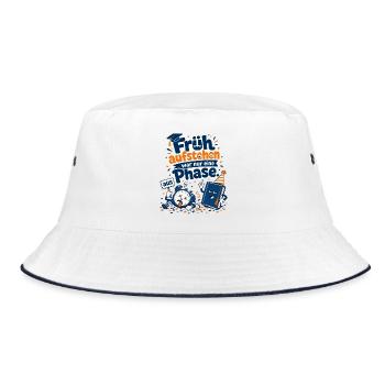 Früh aufstehen war nur eine Phase. - Bucket Hat - Weiß/Navy - Vorne
