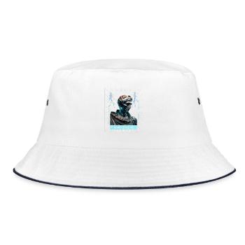 Wisdom Neon Bust Streetwear - Bucket Hat - white/navy - Front