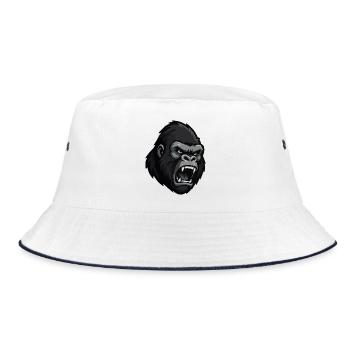 Raging Gorilla Head Graphic - Bucket Hat - white/navy - Front