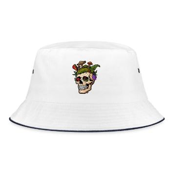 Mushroom Skull Garden Pop Art - Bucket Hat - white/navy - Front