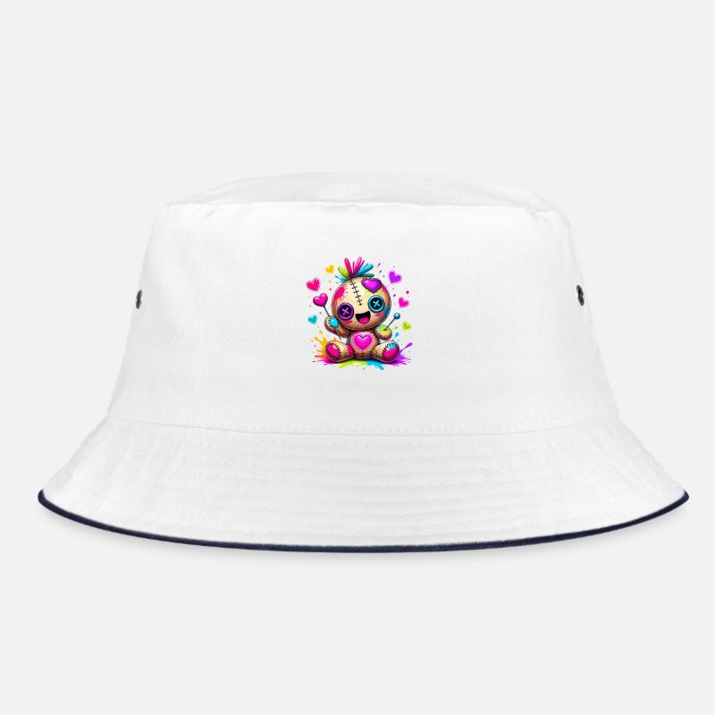 Patchwork-Kuscheltier mit Neonherzen Bucket Hat