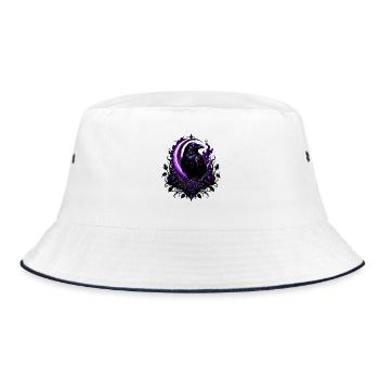 Lila Mondkrähe mit Rosen - Bucket Hat - Weiß/Navy - Vorne