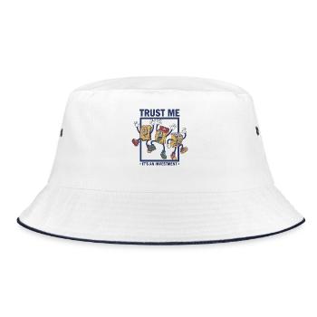 Glaub mir, es ist ein Booster für Investment-Sammelkarten - Bucket Hat - Weiß/Navy - Vorne