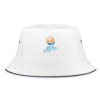 Aloha Palm and Vague Soleil - Bucket Hat - white/navy - Front