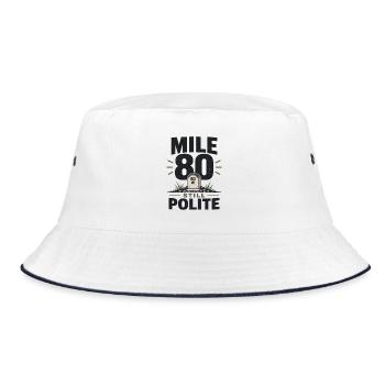Mile 80 Still Polite Radsport Gravel Bike Fahrrad - Bucket Hat - Weiß/Navy - Vorne