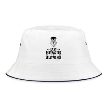 Quallen Sprüche Quallen Lustiges Quallen Geschenk  - Bucket Hat - Weiß/Navy - Vorne