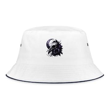 Moon Skull with Lavender Roses - Bucket Hat - white/navy - Front