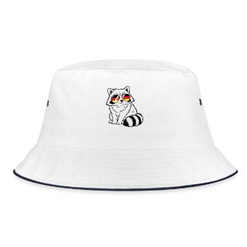  Deutsche flagge Waschbär deutsch Deutschland - Bucket Hat - Weiß/Navy - Vorne