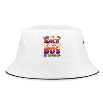 Back to the 80s Neon Retro - Bucket Hat - white/navy - Front