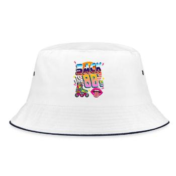 Back to the 80s Neon Skates - Bucket Hat - white/navy - Front