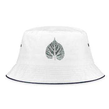 Lindenblatt - Natur Blätter  - Bucket Hat - Weiß/Navy - Vorne
