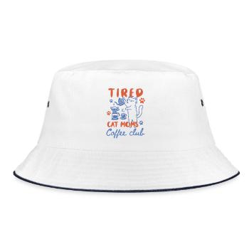 Tired Cat Moms Coffee Club - Bucket Hat - white/navy - Front